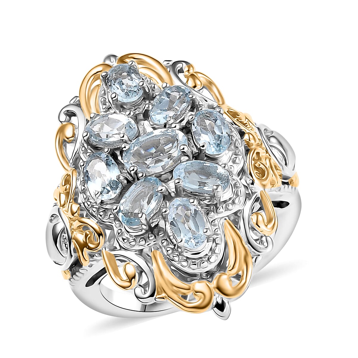 EverTrue Sky Blue Topaz 2.65 ctw Ring in 18K YG Plated and Platinum Bond (Size 10.0) image number 0