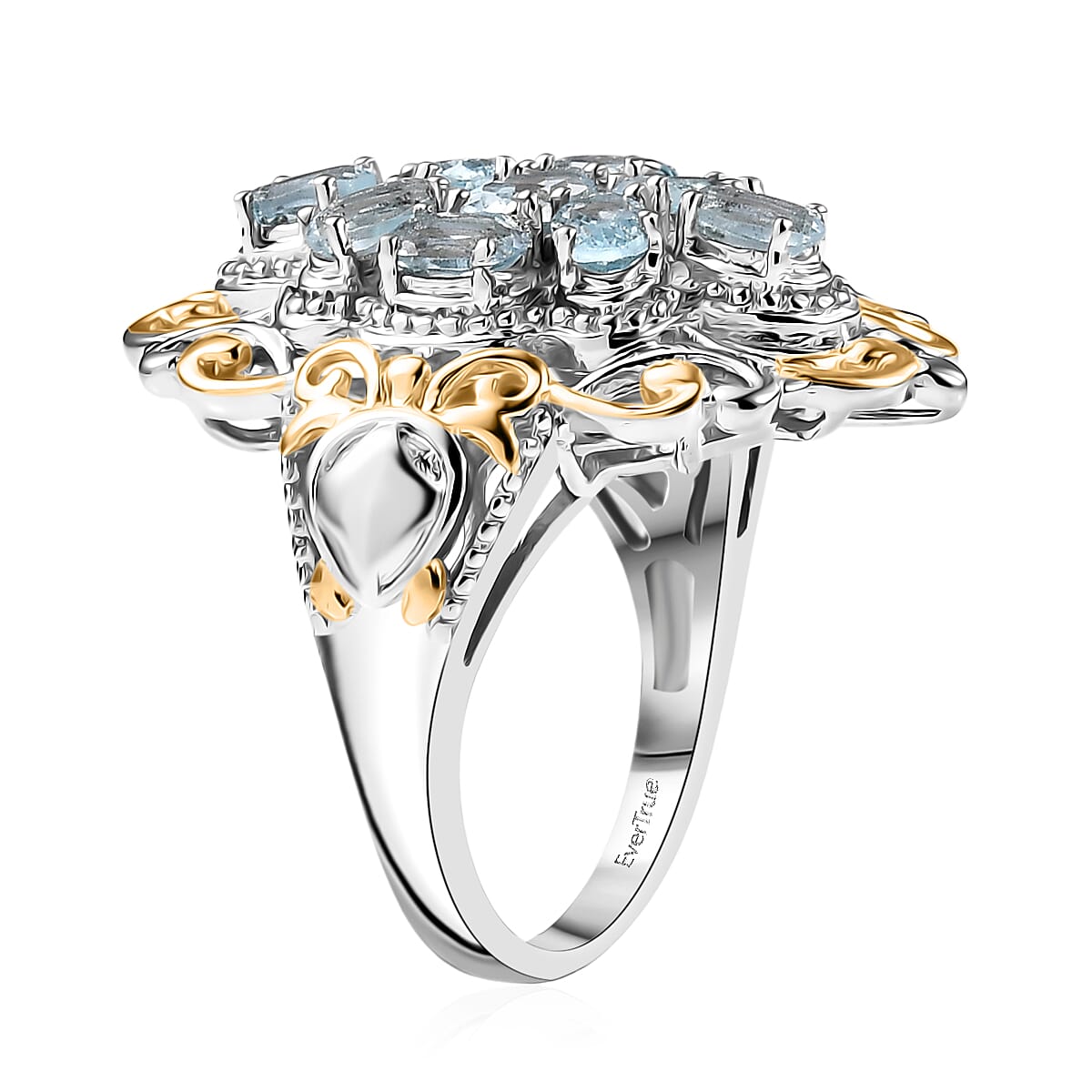 EverTrue Sky Blue Topaz Ring in 18K YG Plated and Platinum Bond (Size 9.0) 2.65 ctw image number 3