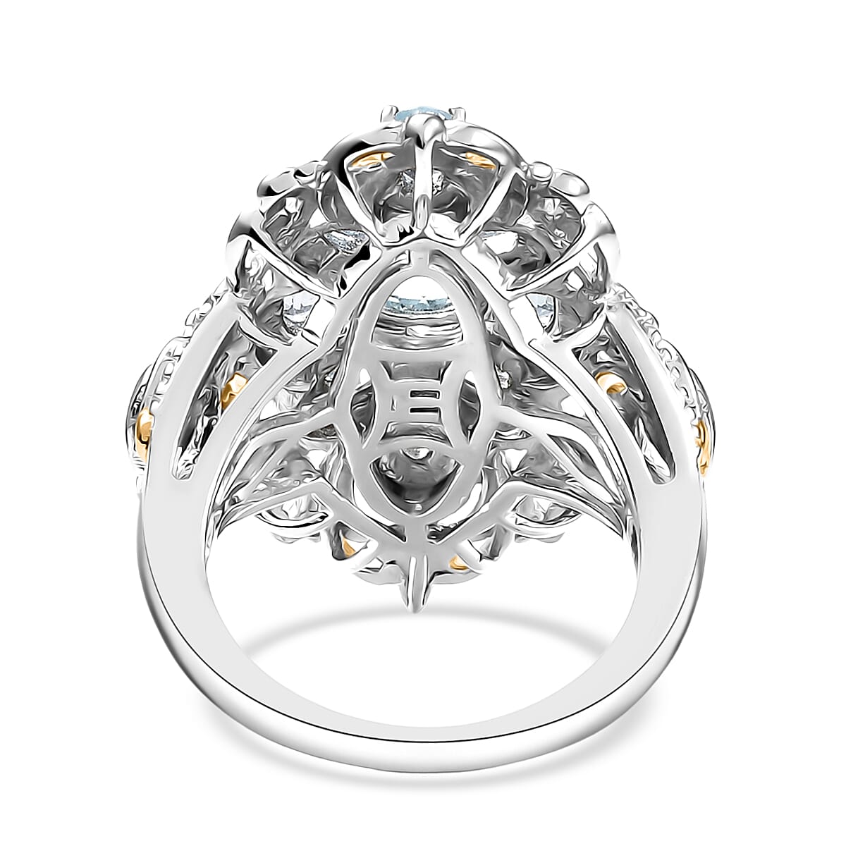 EverTrue Sky Blue Topaz Ring in 18K YG Plated and Platinum Bond (Size 9.0) 2.65 ctw image number 4