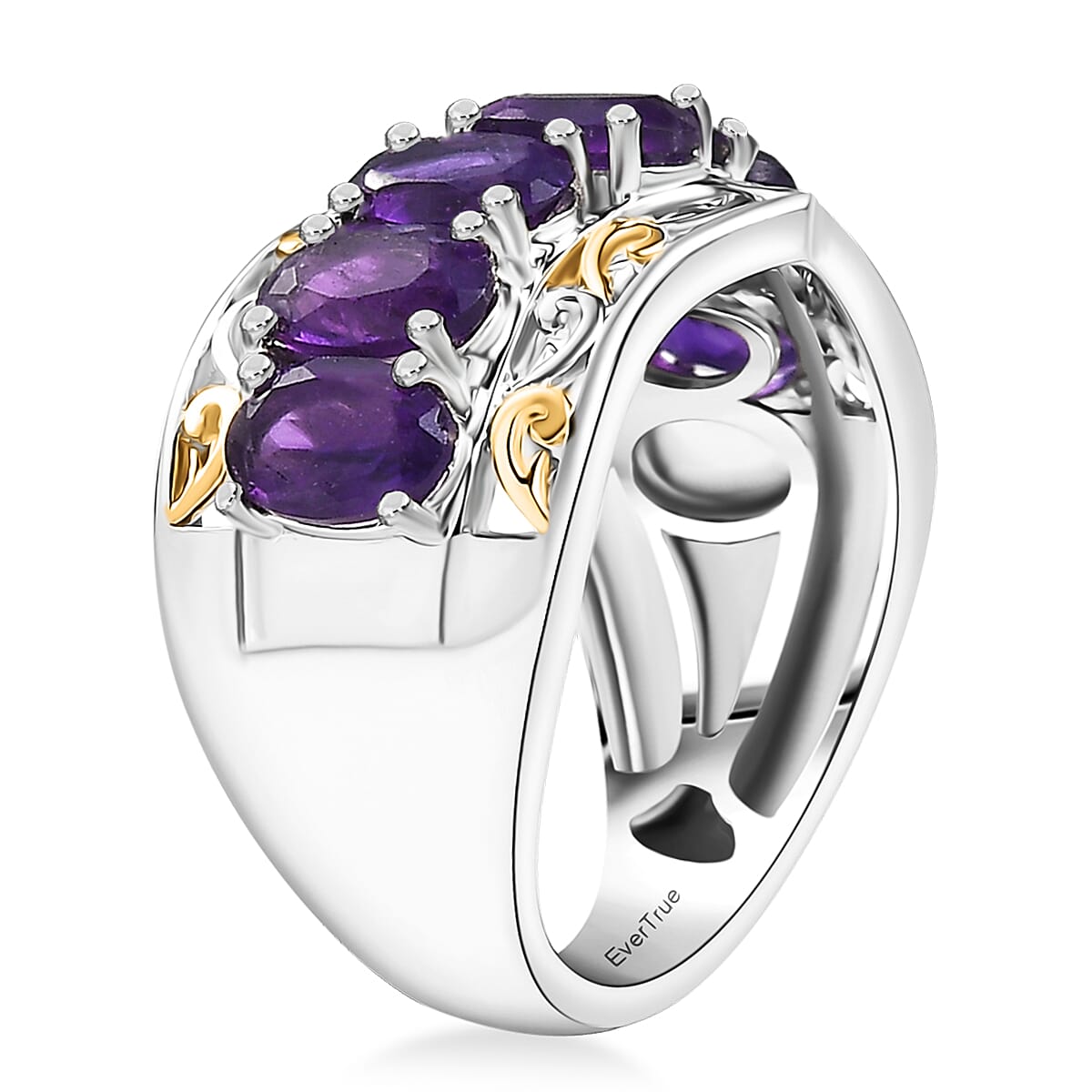 EverTrue African Amethyst 4.40 ctw Ring in 18K YG Plated and Platinum Bond (Size 10.0) image number 3