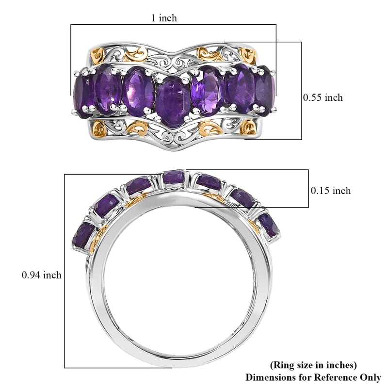 EverTrue African Amethyst 4.40 ctw Ring in 18K YG Plated and Platinum Bond (Size 10.0)