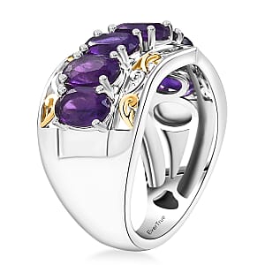 EverTrue African Amethyst 4.40 ctw Ring in 18K YG Plated and Platinum Bond (Size 7.0)