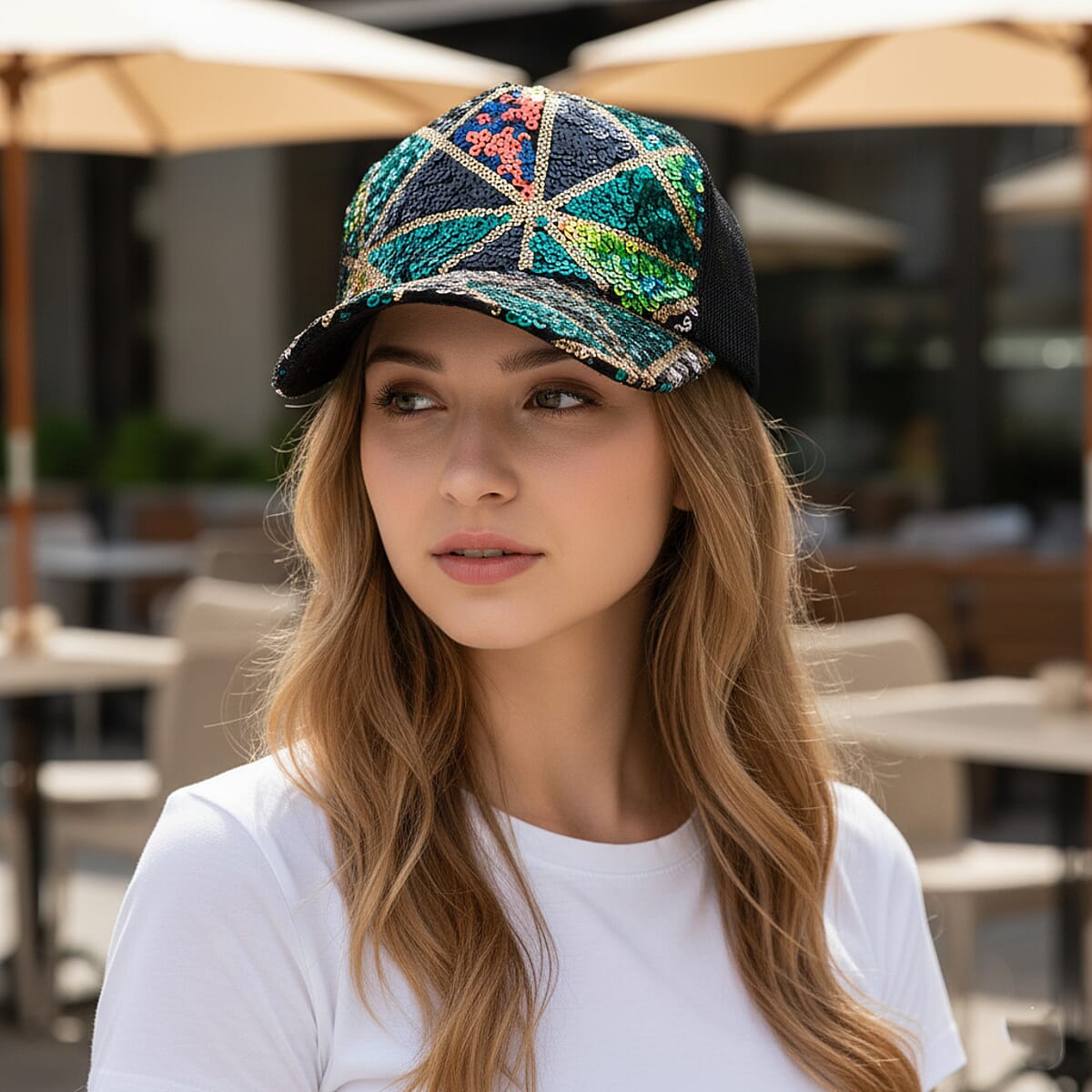 Tamsy Black with Multi 2pcs Set Sequin Cap (22.83 In) image number 2