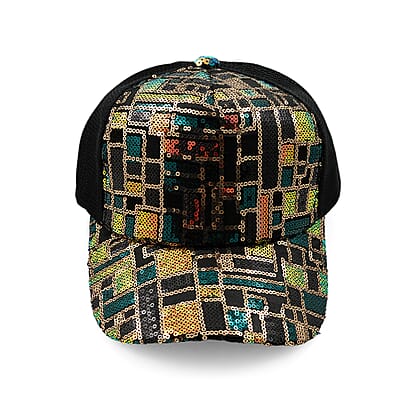 Tamsy Black with Multi 2pcs Set Sequin Cap (22.83 In)