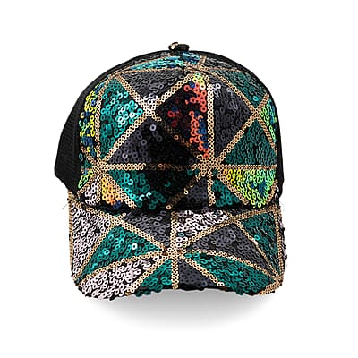 Tamsy Black with Multi 2pcs Set Sequin Cap (22.83 In)