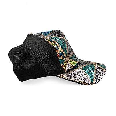 Tamsy Black with Multi 2pcs Set Sequin Cap (22.83 In)