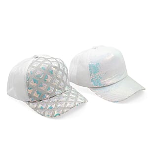 Tamsy White 2pcs Set Sequin Cap (22.83 In)