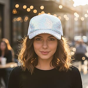 Tamsy White 2pcs Set Sequin Cap (22.83 In)