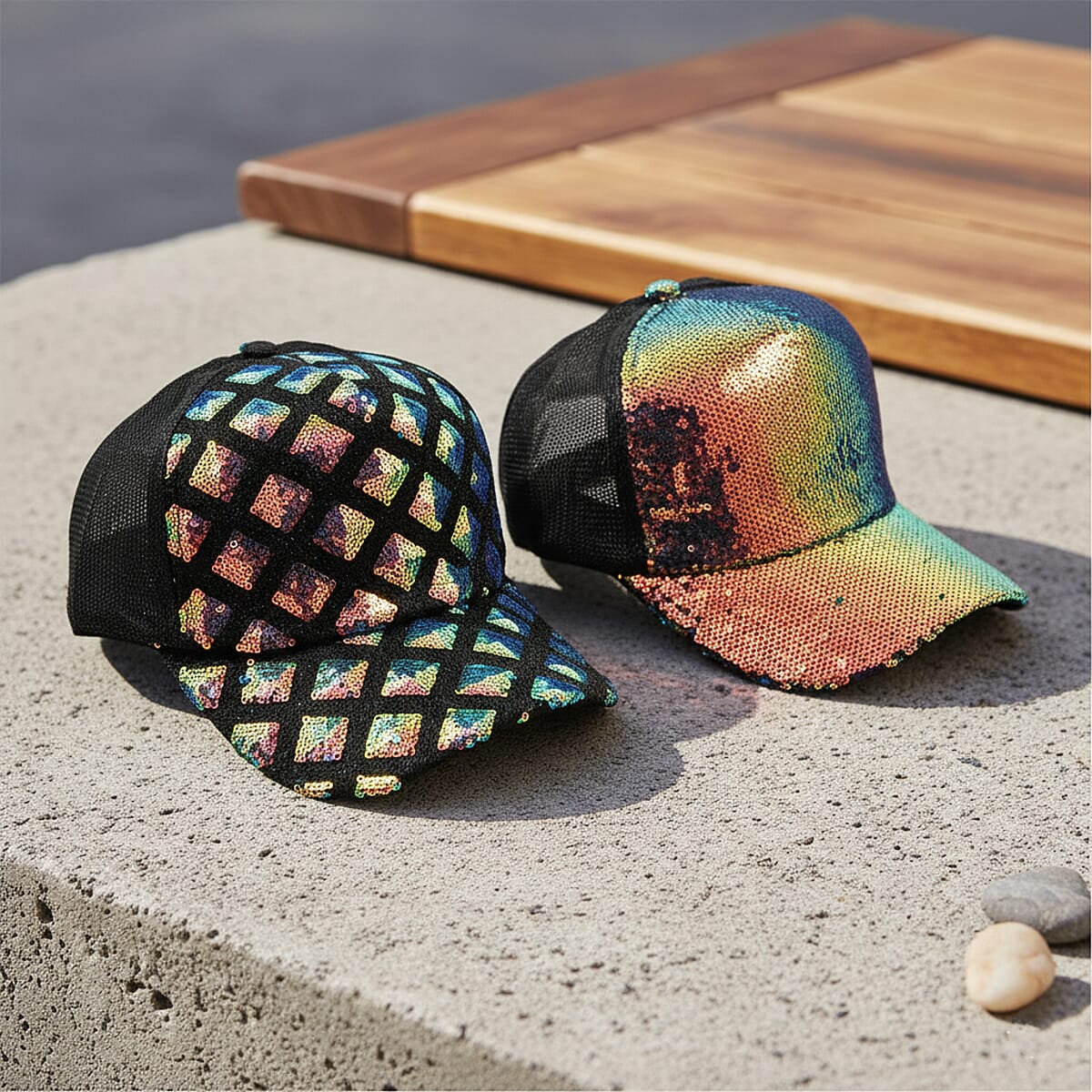 Tamsy Black 2pcs Set Sequin Cap (22.83 In) image number 1