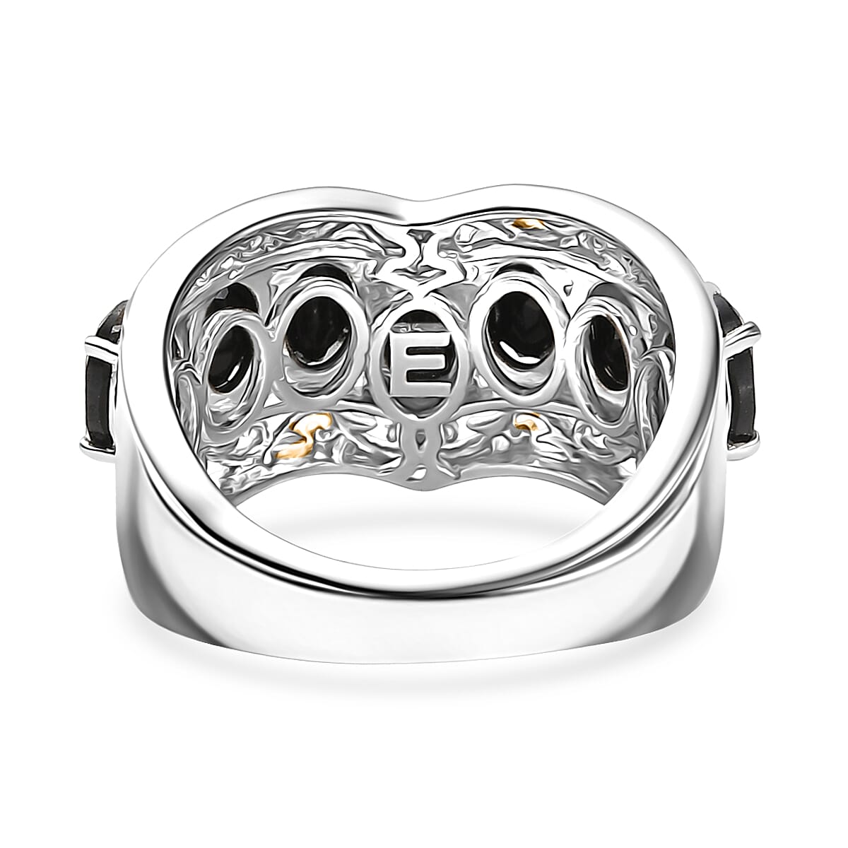 EverTrue Thai Black Spinel 4.25 ctw Ring in 18K YG Plated and Platinum Bond (Size 10.0) image number 4