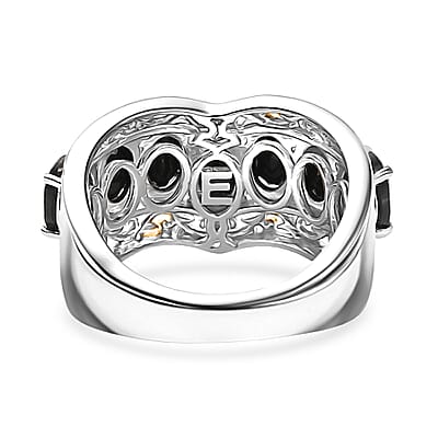 EverTrue Thai Black Spinel 4.25 ctw Ring in 18K YG Plated and Platinum Bond (Size 5.0)