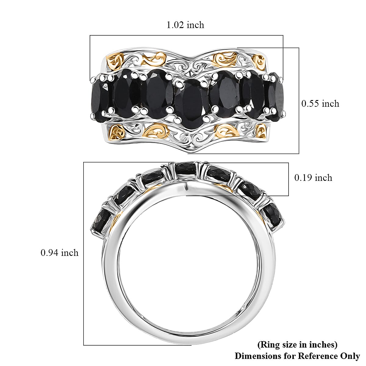 EverTrue Thai Black Spinel 4.25 ctw Ring in 18K YG Plated and Platinum Bond (Size 5.0) image number 5