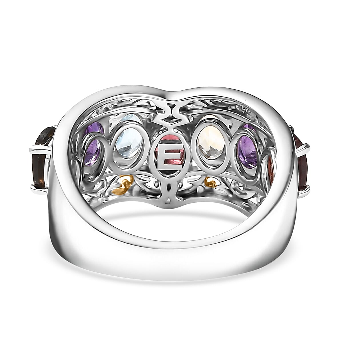EverTrue Multi Gemstone 3.25 ctw Ring 18K YG Plated and Platinum Bond (Size 10.0) image number 4