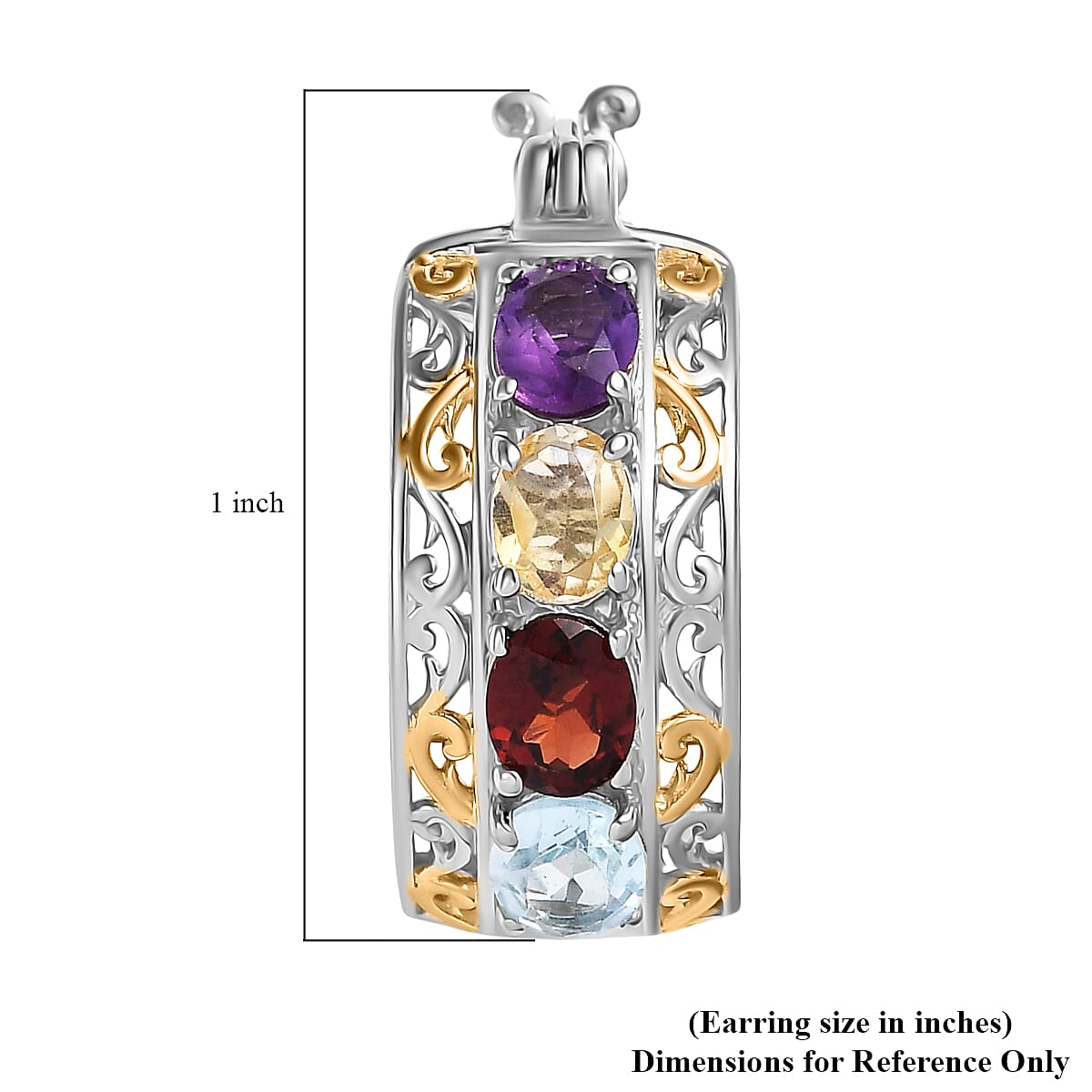 EverTrue Multi Gemstone 3.20 ctw Hoop Earrings in 18K YG Plated and Platinum Bond image number 5