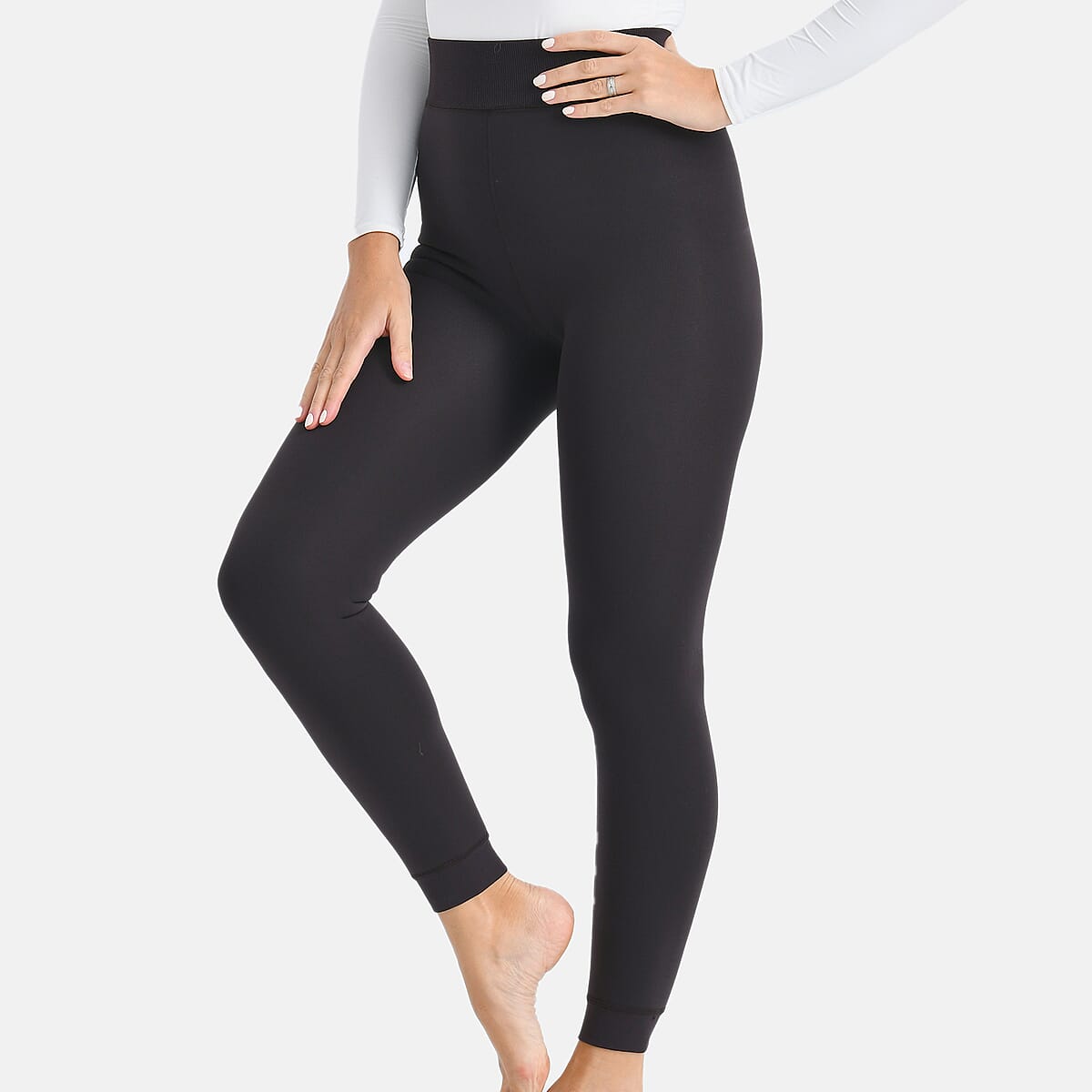 Tamsy Chocolate Fur Lined Thermal Knit Leggings - Large image number 3