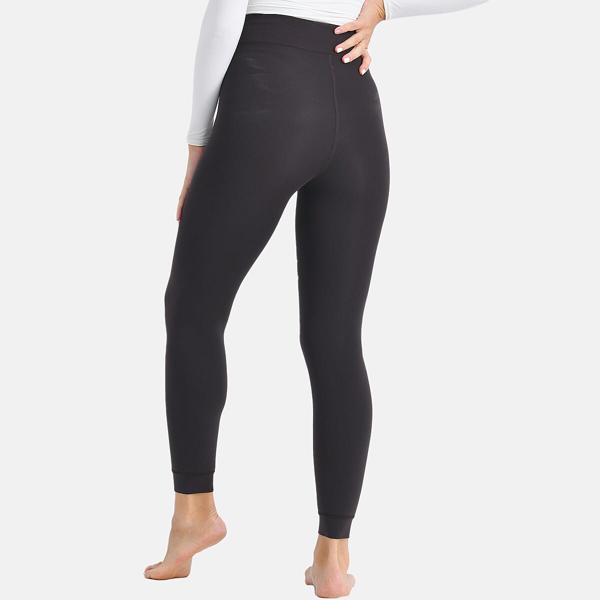Tamsy Chocolate Fur Lined Thermal Knit Leggings - XLarge image number 1
