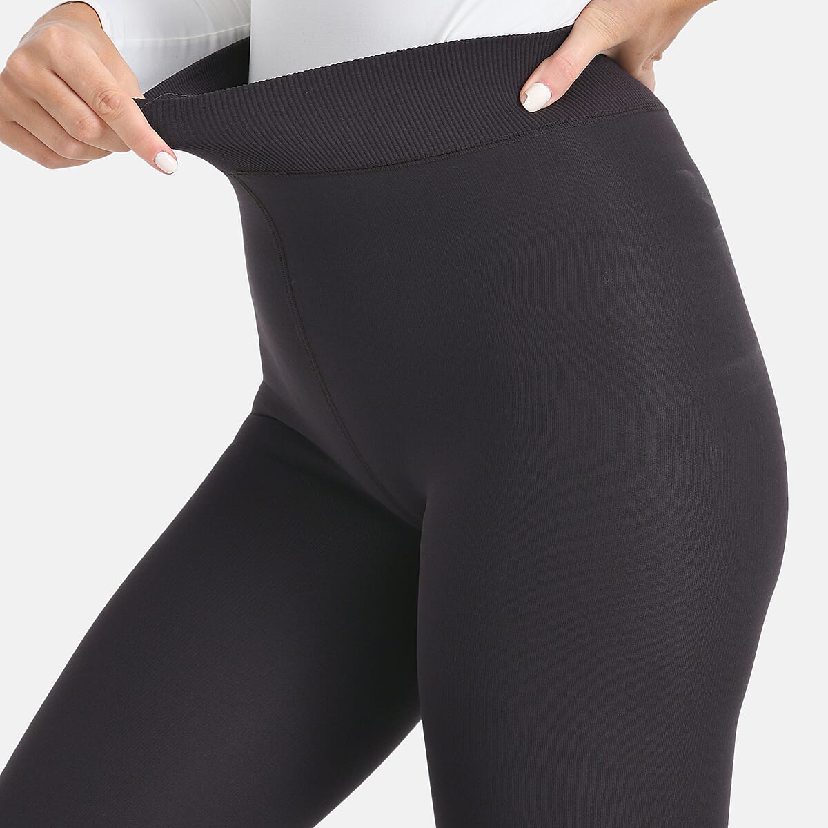 Tamsy Chocolate Fur Lined Thermal Knit Leggings - XLarge image number 4
