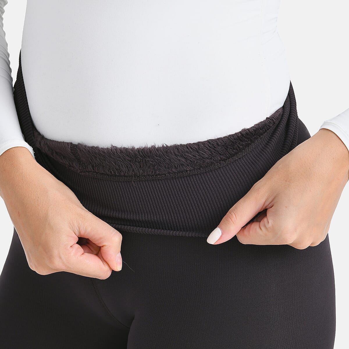 Tamsy Chocolate Fur Lined Thermal Knit Leggings - XLarge image number 5