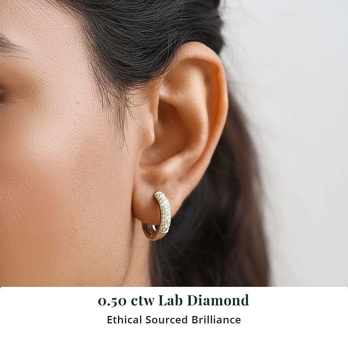 Luxuriant Lab Grown Yellow Diamond (IR) and Lab Grown Diamond VS 0.50 ctw Golden Glow Hoop Earrings in Rhodium Over Sterling Silver image number 1