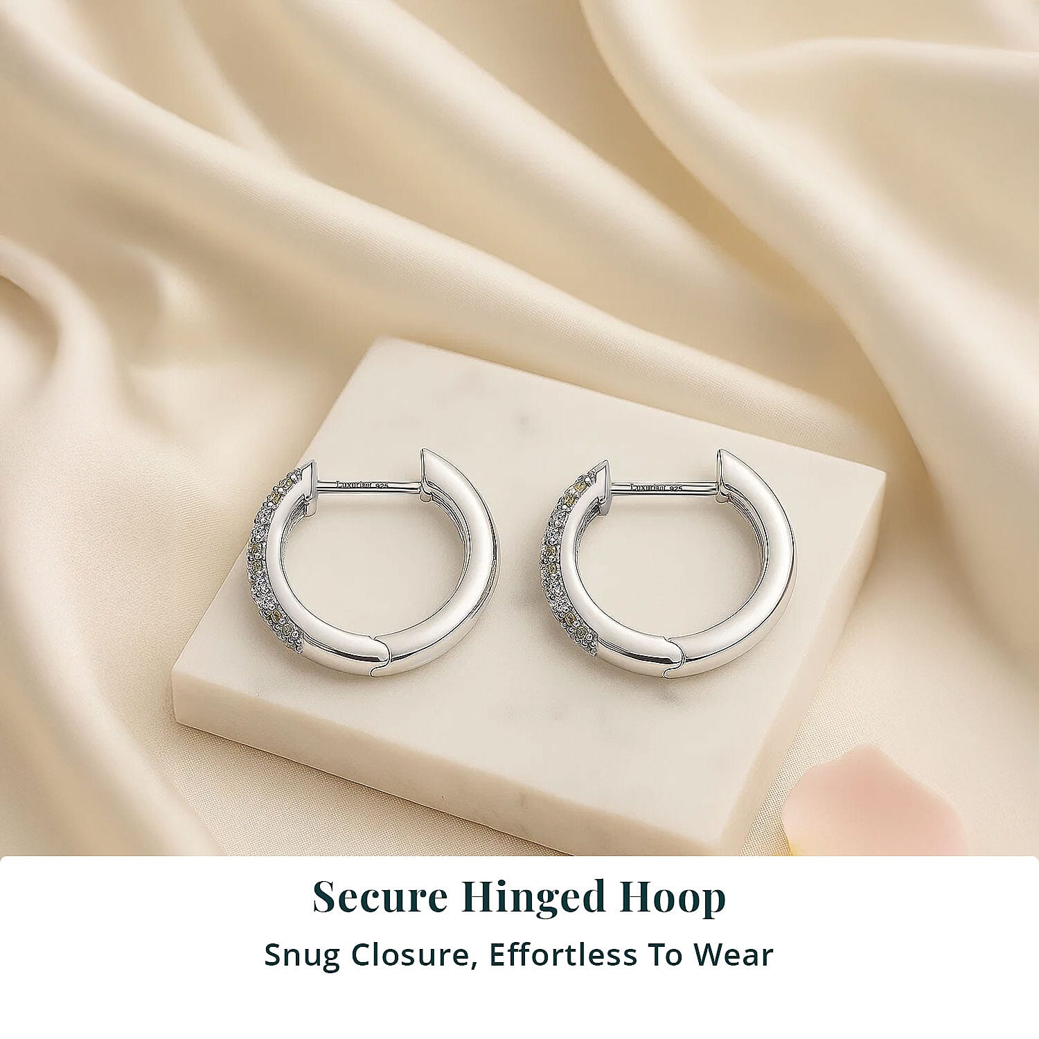 Luxuriant Lab Grown Yellow Diamond (IR) and Lab Grown Diamond VS 0.50 ctw Golden Glow Hoop Earrings in Rhodium Over Sterling Silver