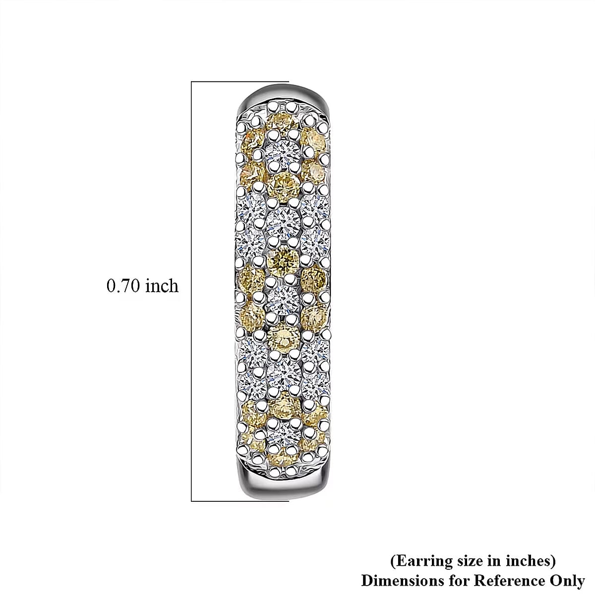 Luxuriant Lab Grown Yellow Diamond (IR) and Lab Grown Diamond VS 0.50 ctw Golden Glow Hoop Earrings in Rhodium Over Sterling Silver image number 6