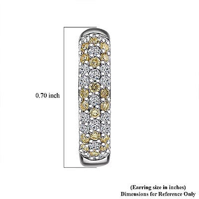 Luxuriant Lab Grown Yellow Diamond (IR) and Lab Grown Diamond VS 0.50 ctw Golden Glow Hoop Earrings in Rhodium Over Sterling Silver