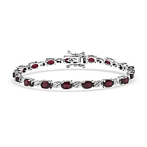 EverTrue Orissa Rhodolite Garnet 10.20 ctw Twilight Leaf Glow Bracelet in Platinum B (7.25 In) 