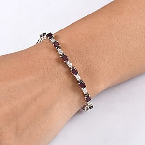 EverTrue Orissa Rhodolite Garnet 10.20 ctw Twilight Leaf Glow Bracelet in Platinum B (7.25 In) 