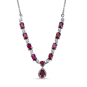 EverTrue Orissa Rhodolite Garnet 6.25 ctw Necklace in Platinum Bond and Stainless Steel 18 Inches