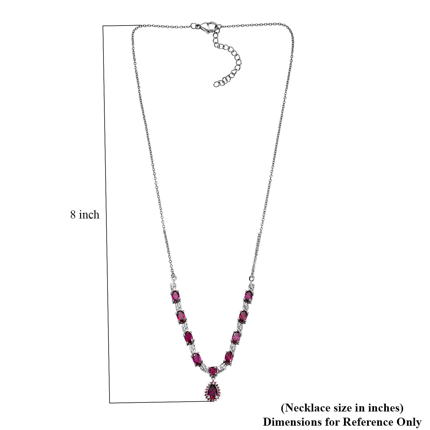 EverTrue Orissa Rhodolite Garnet 6.25 ctw Twilight Leaf Glow Necklace in Platinum Bond and Stainless Steel 18 Inches