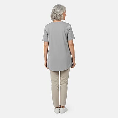 Tamsy Gray Cotton Stretch Jersey Tunic Tee - S