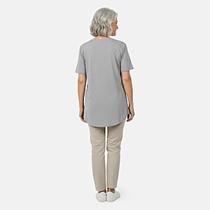 Tamsy Gray Cotton Stretch Jersey Tunic Tee - XL