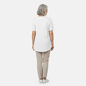 Tamsy White Cotton Stretch Jersey Tunic Tee - L