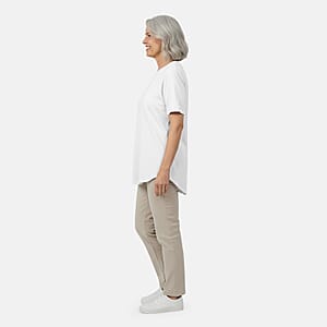 Tamsy White Cotton Stretch Jersey Tunic Tee - L