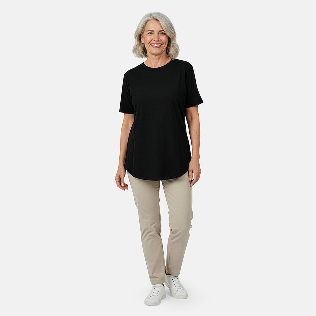 Tamsy Black Cotton Stretch Jersey Tunic Tee - XL image number 0