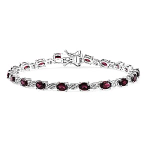 EverTrue Orissa Rhodolite Garnet 10.85 ctw Bracelet Platinum Bon (8.00 In) 
