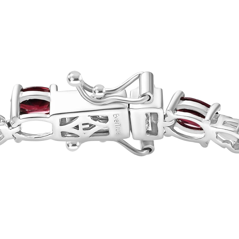 EverTrue Orissa Rhodolite Garnet 10.85 ctw Twilight Leaf Glow Bracelet Platinum Bond (8.00 In)