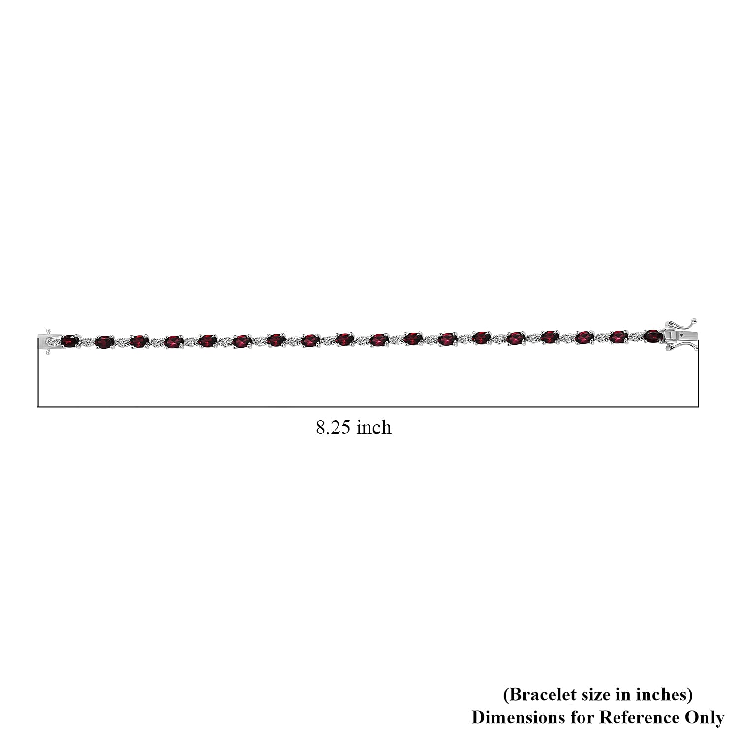 EverTrue Orissa Rhodolite Garnet 10.85 ctw Twilight Leaf Glow Bracelet Platinum Bond (8.00 In)