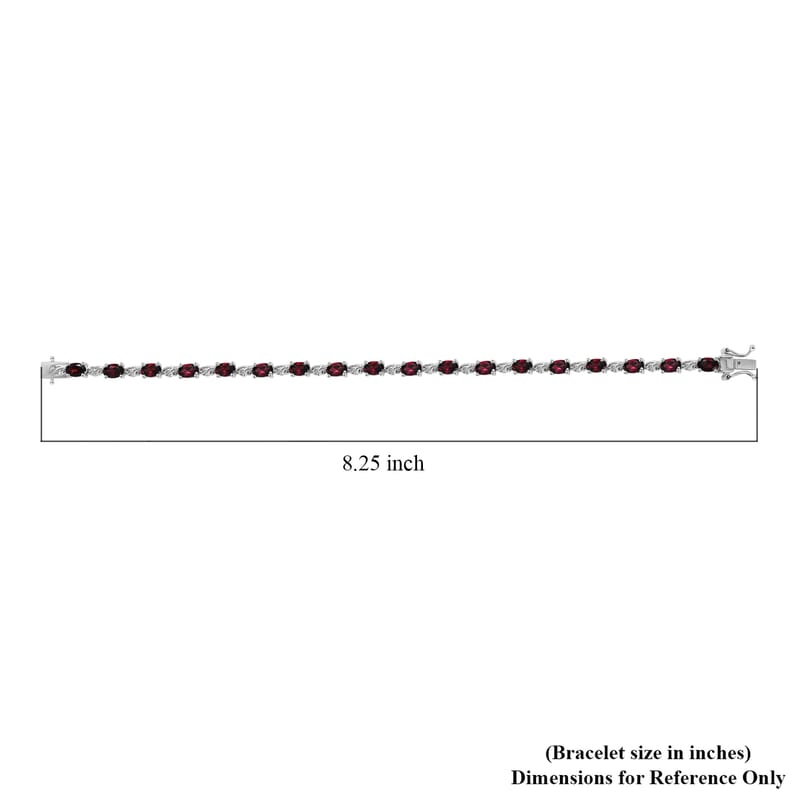 EverTrue Orissa Rhodolite Garnet 10.85 ctw Twilight Leaf Glow Bracelet Platinum Bond (8.00 In)
