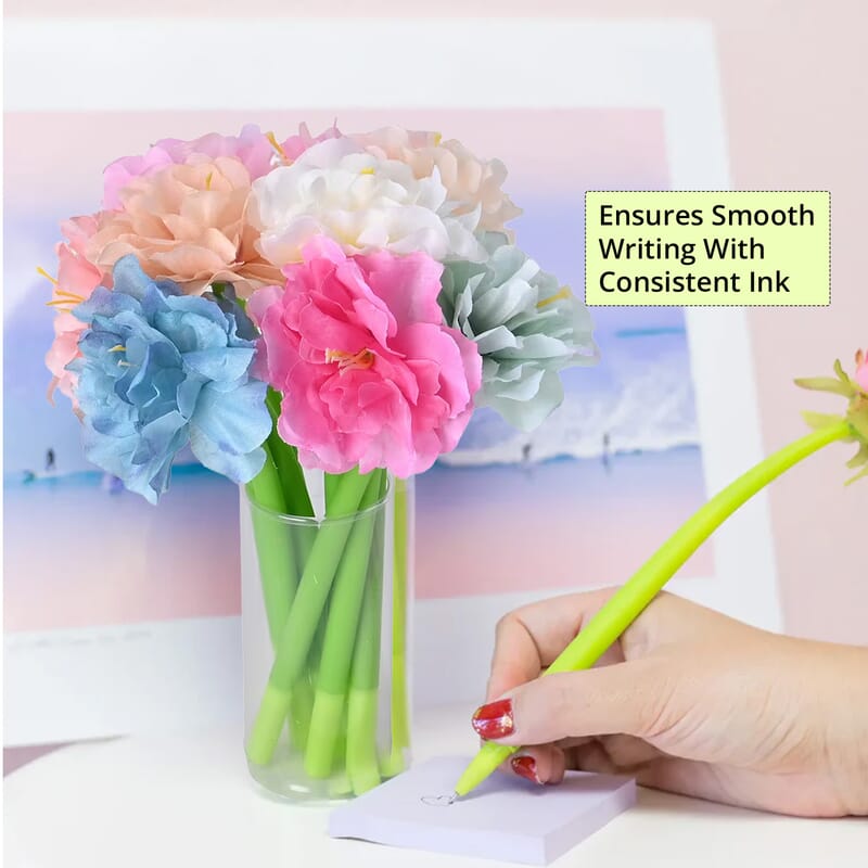 Livmore Set of 10 Flower Pen with Black Ink