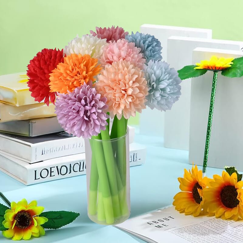 Livmore Set of 10 Flower Pen with Black Ink