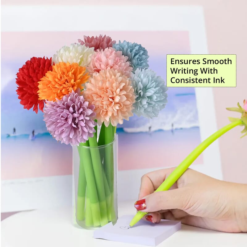 Livmore Set of 10 Flower Pen with Black Ink