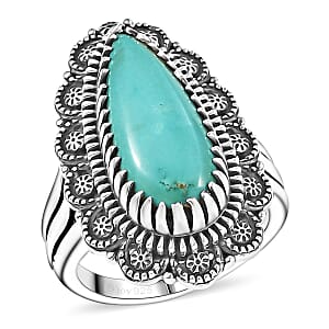 D'Joy Artisan Crafted Tahoe Naveda Turquoise 5.60 ctw Ring in Sterling Silver (Size 10.0)