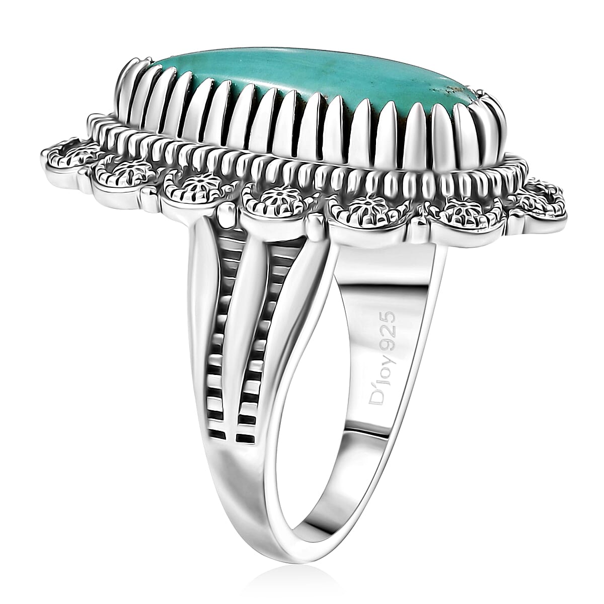 D'Joy Artisan Crafted Tahoe Naveda Turquoise 5.60 ctw Ring in Sterling Silver (Size 10.0) image number 3