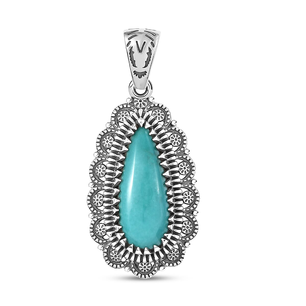 D'Joy Artisan Crafted Tahoe Naveda Turquoise 5.50 ctw Pendant without Chain in Sterling Silver  image number 0