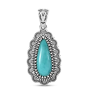 D'Joy Artisan Crafted Tahoe Naveda Turquoise 5.50 ctw Pendant without Chain in Sterling Silver 