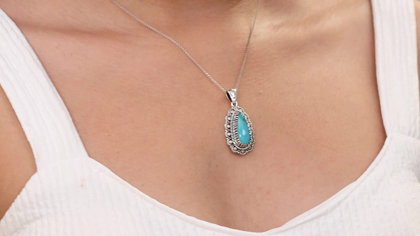 D'Joy Artisan Crafted Tahoe Nevada Turquoise 5.50 ctw Pendant without Chain in Sterling Silver