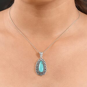 D'Joy Artisan Crafted Tahoe Nevada Turquoise 5.50 ctw Pendant without Chain in Sterling Silver 