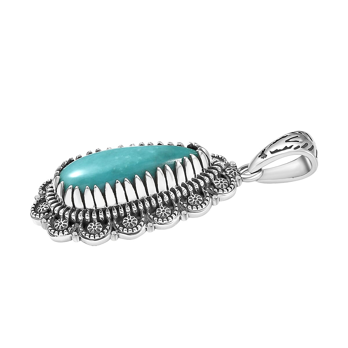 D'Joy Artisan Crafted Tahoe Naveda Turquoise 5.50 ctw Pendant without Chain in Sterling Silver  image number 3