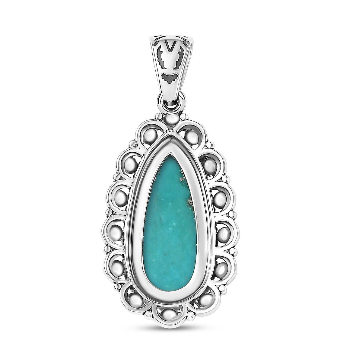 D'Joy Artisan Crafted Tahoe Naveda Turquoise 5.50 ctw Pendant without Chain in Sterling Silver  image number 4